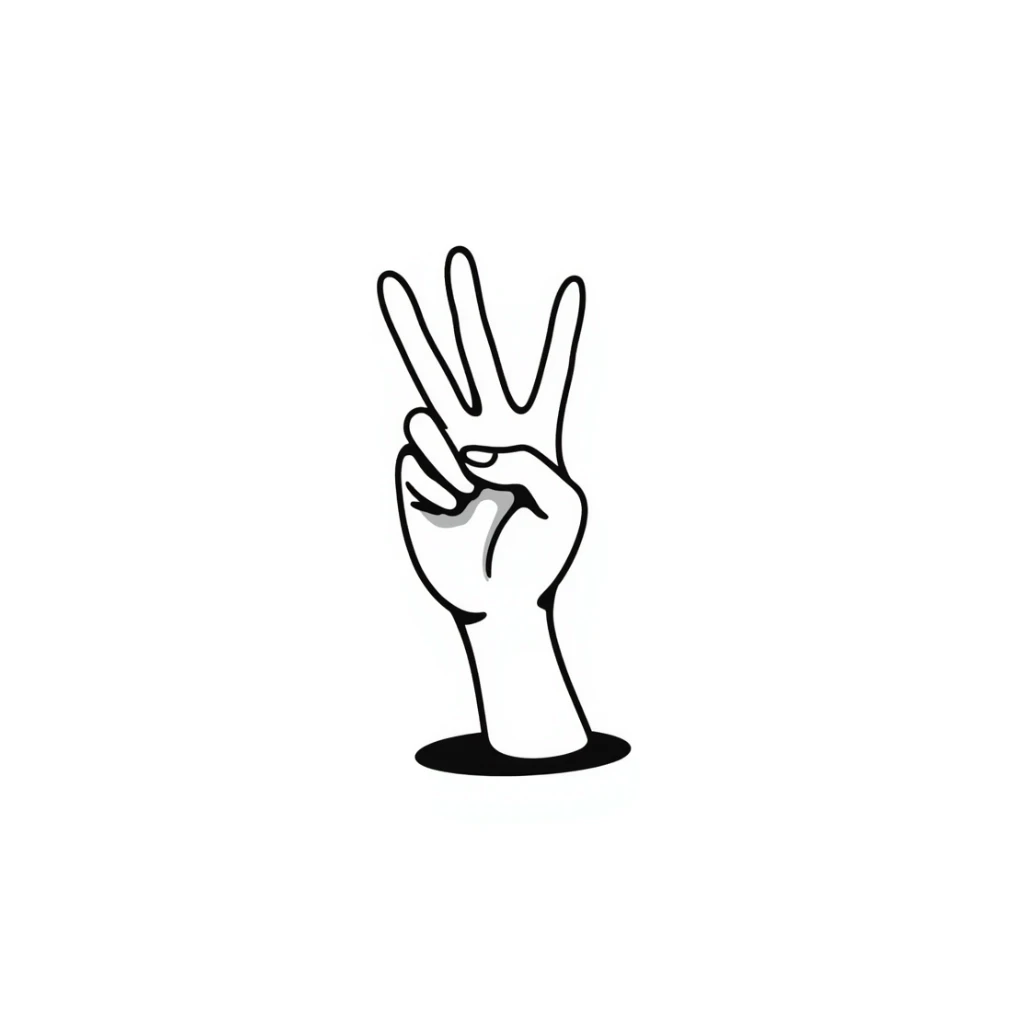 hand with middle finger and ring finger extended, other fingers closed sticker