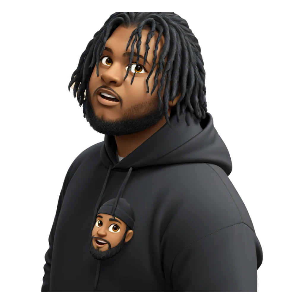 black hoodie with beard sticker