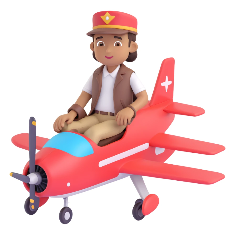 brown male wearing a hat sitting on an aircraft, playful and modern sticker