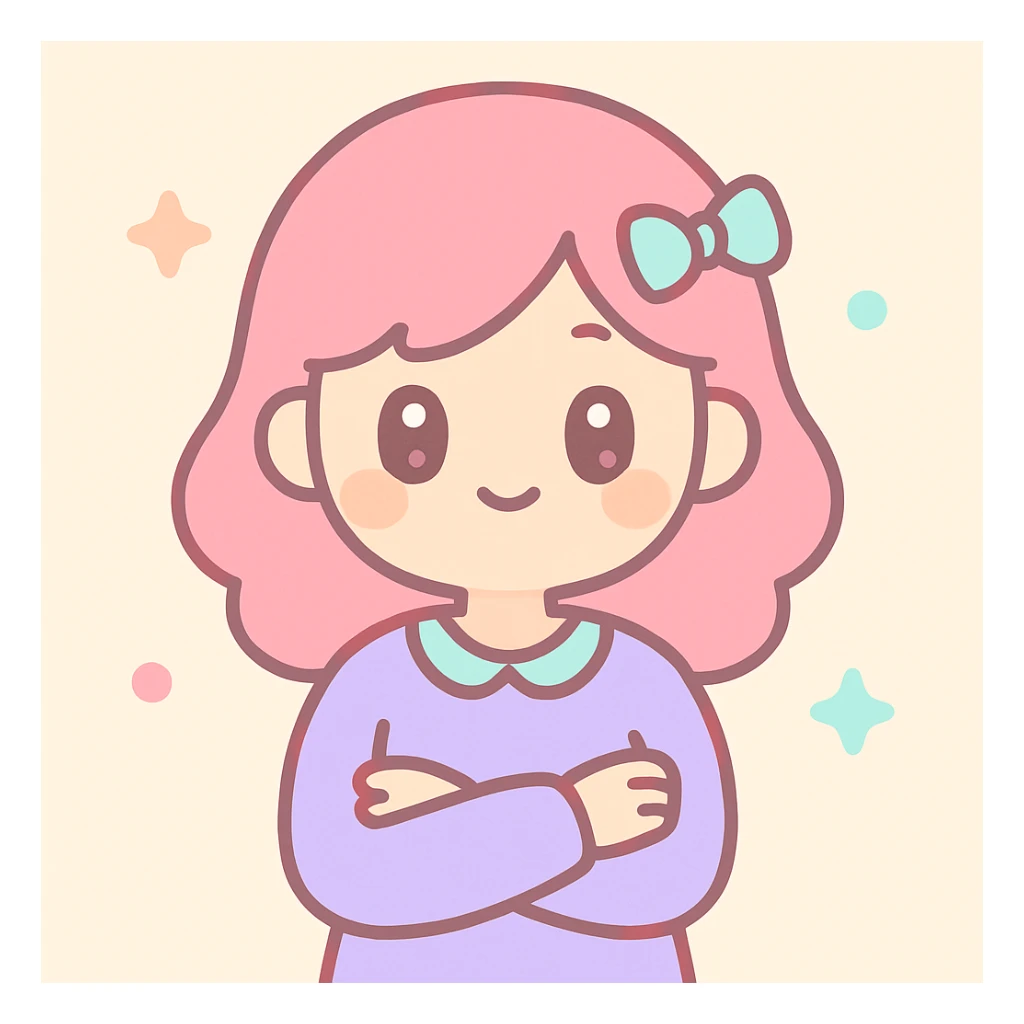 a woman crossing her arms, kawaii style sticker
