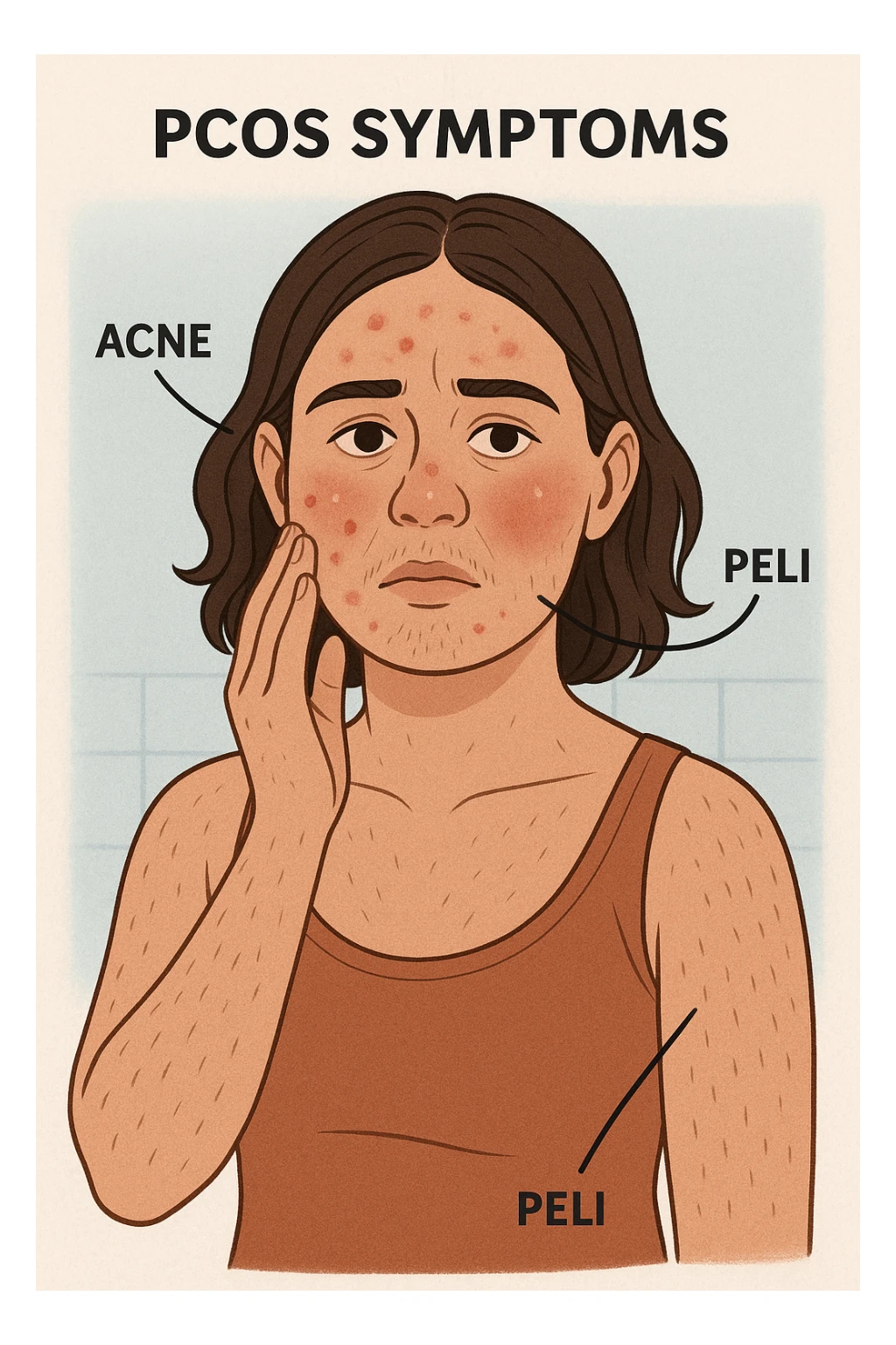 Acne gonfiore e peli per pcos donna sticker