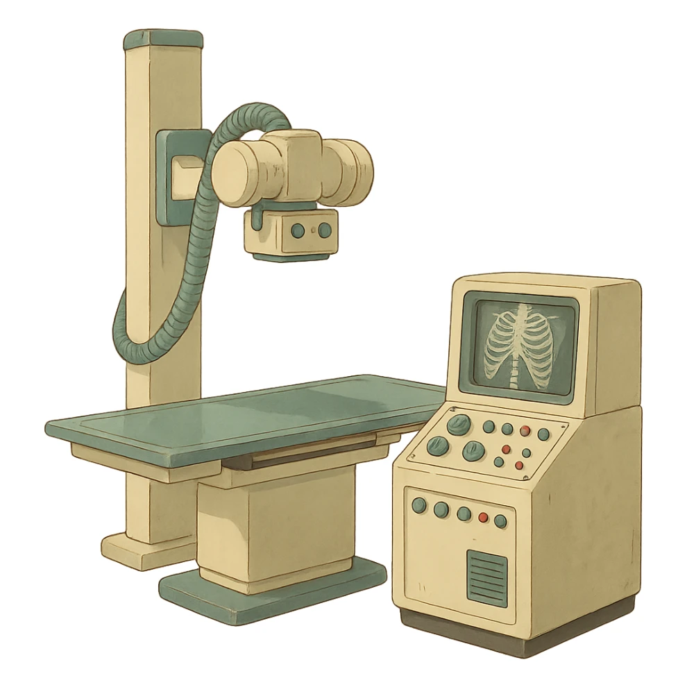 1980s X-ray equipment in ghibli style sticker