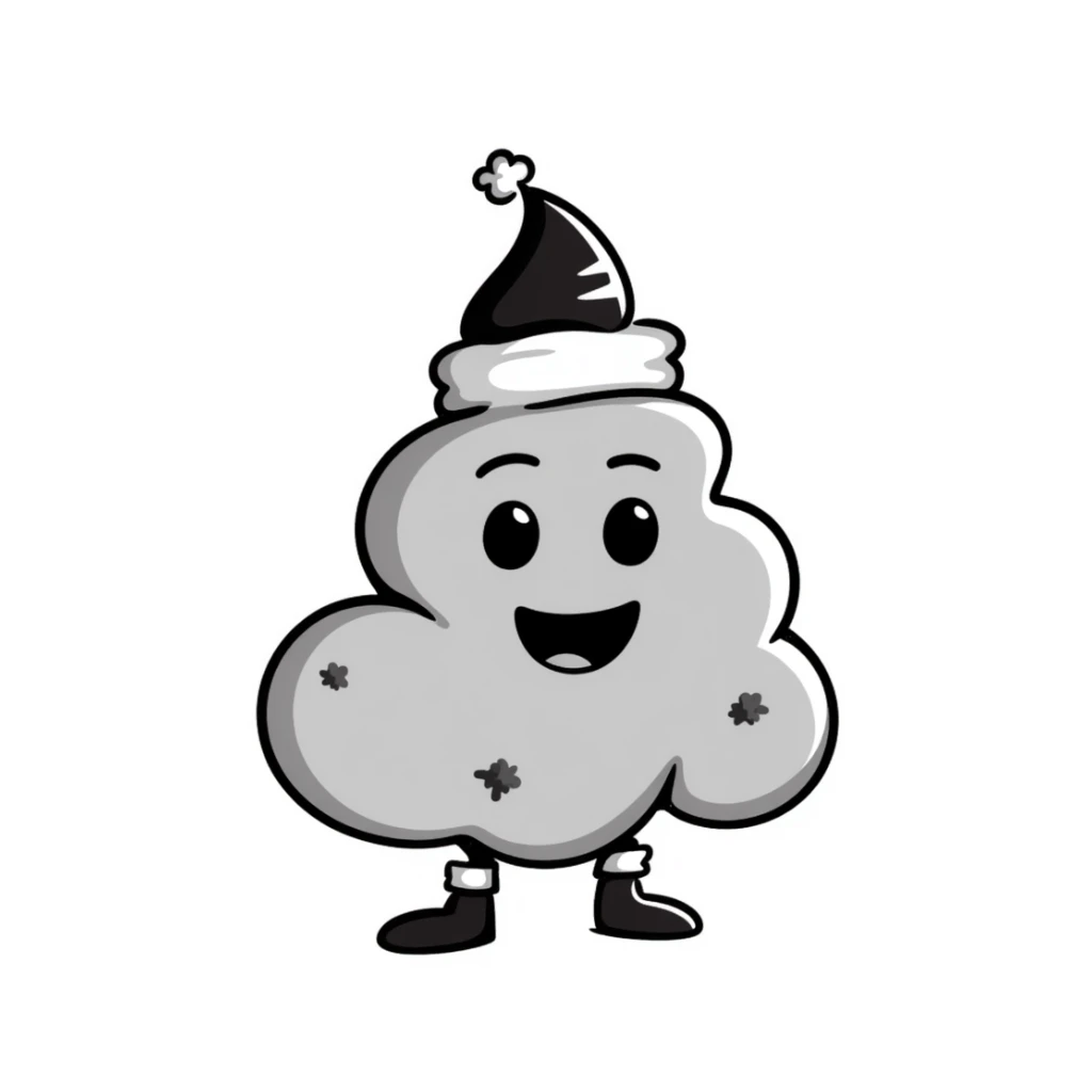 hand-drawn doodle style poop monster with fun details sticker