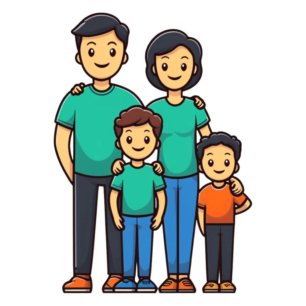 happy white family of three - dad mom and son sticker