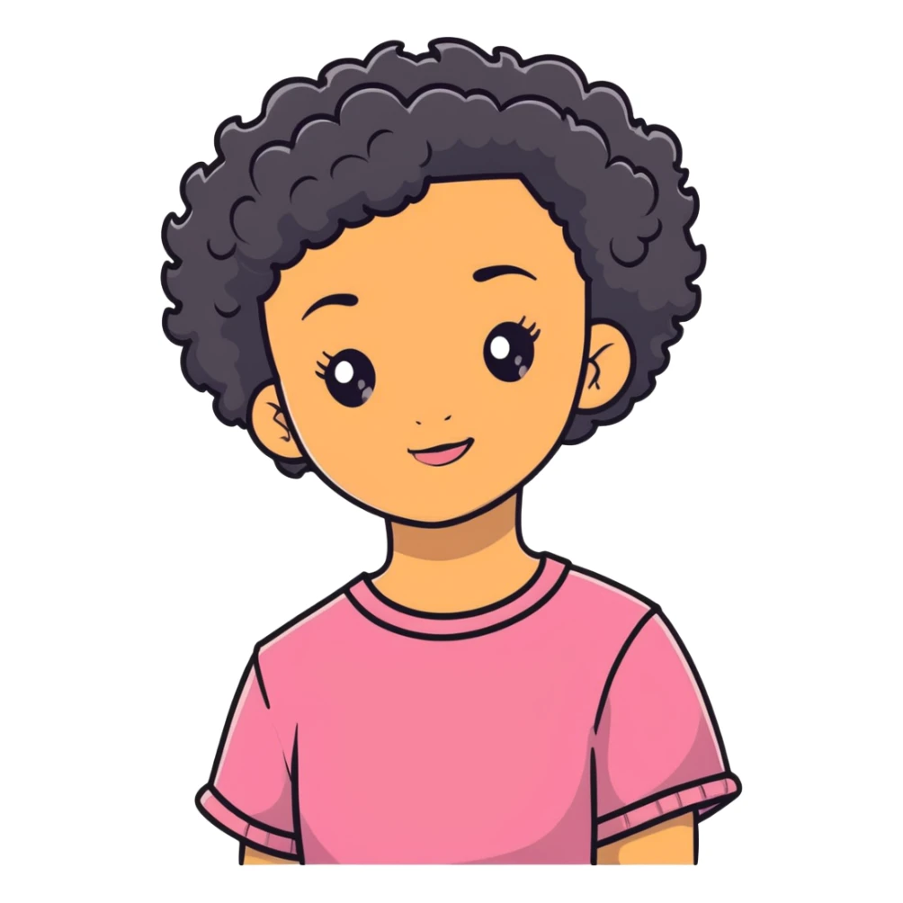 mixed-race girl with shaved curly black hair sticker