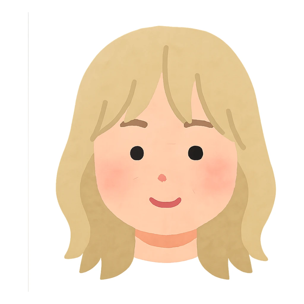 Billie Eilish head, Irasutoya style, blonde hair, soft cartoon face, simple features, no background sticker