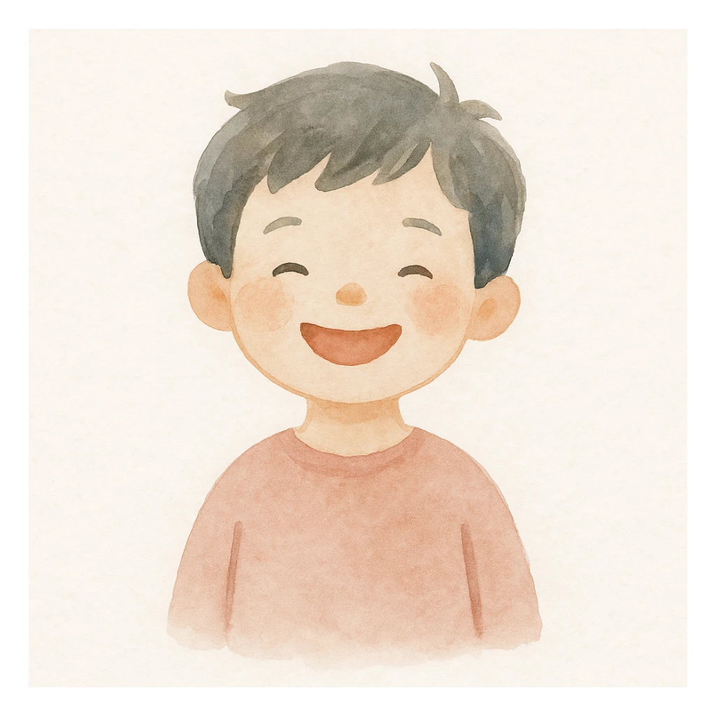 a happy kid, watercolor art style sticker