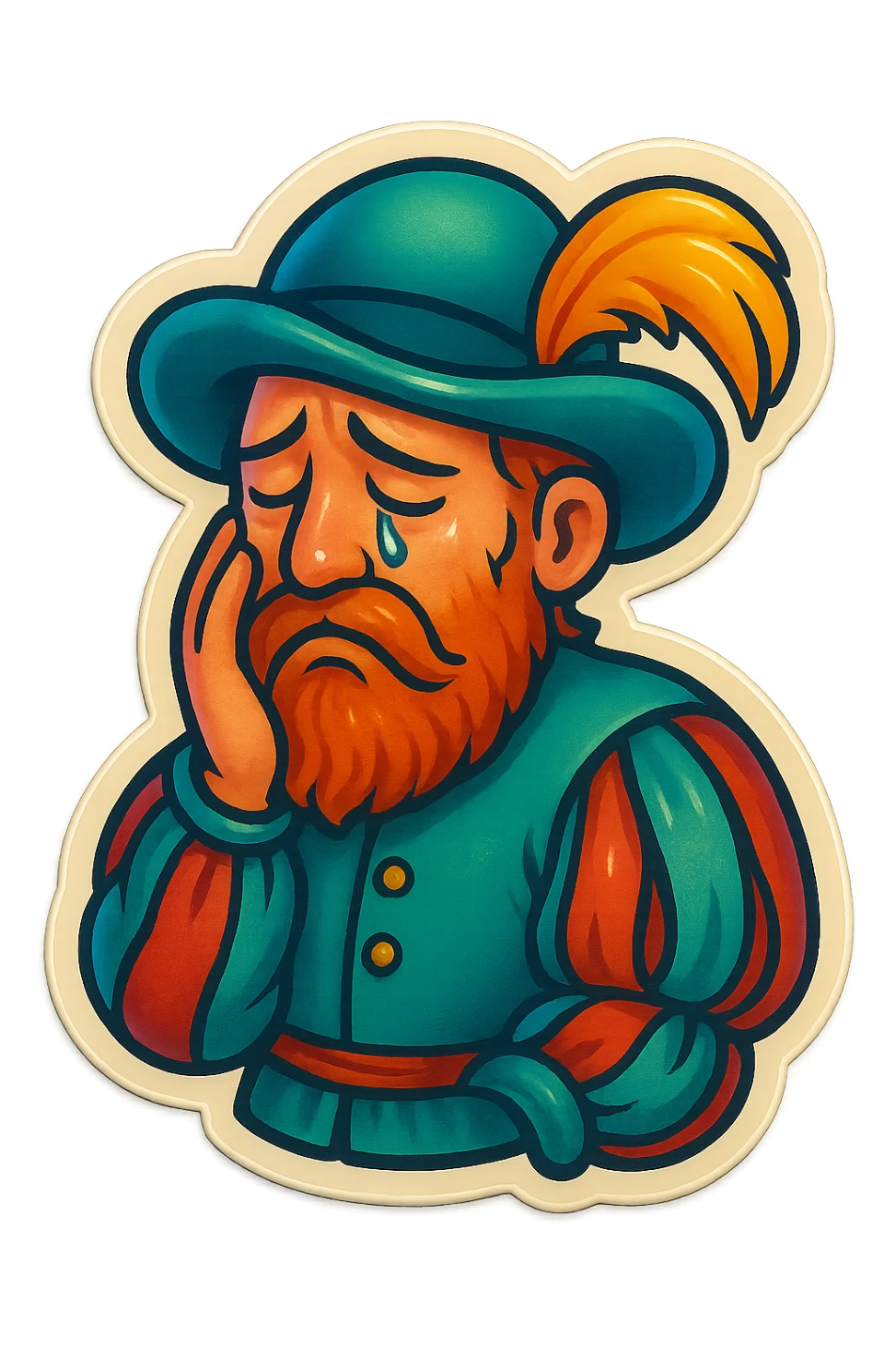Red-bearded Landsknecht showing sadness sticker