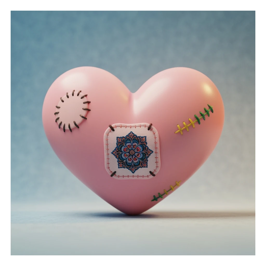 cute emo heart with a stitched patch sticker