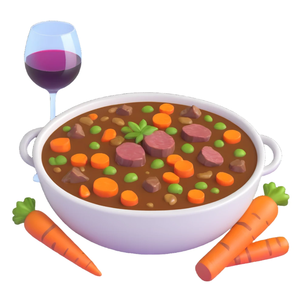 boeuf bourguignon french beef stew with carrots and wine sticker