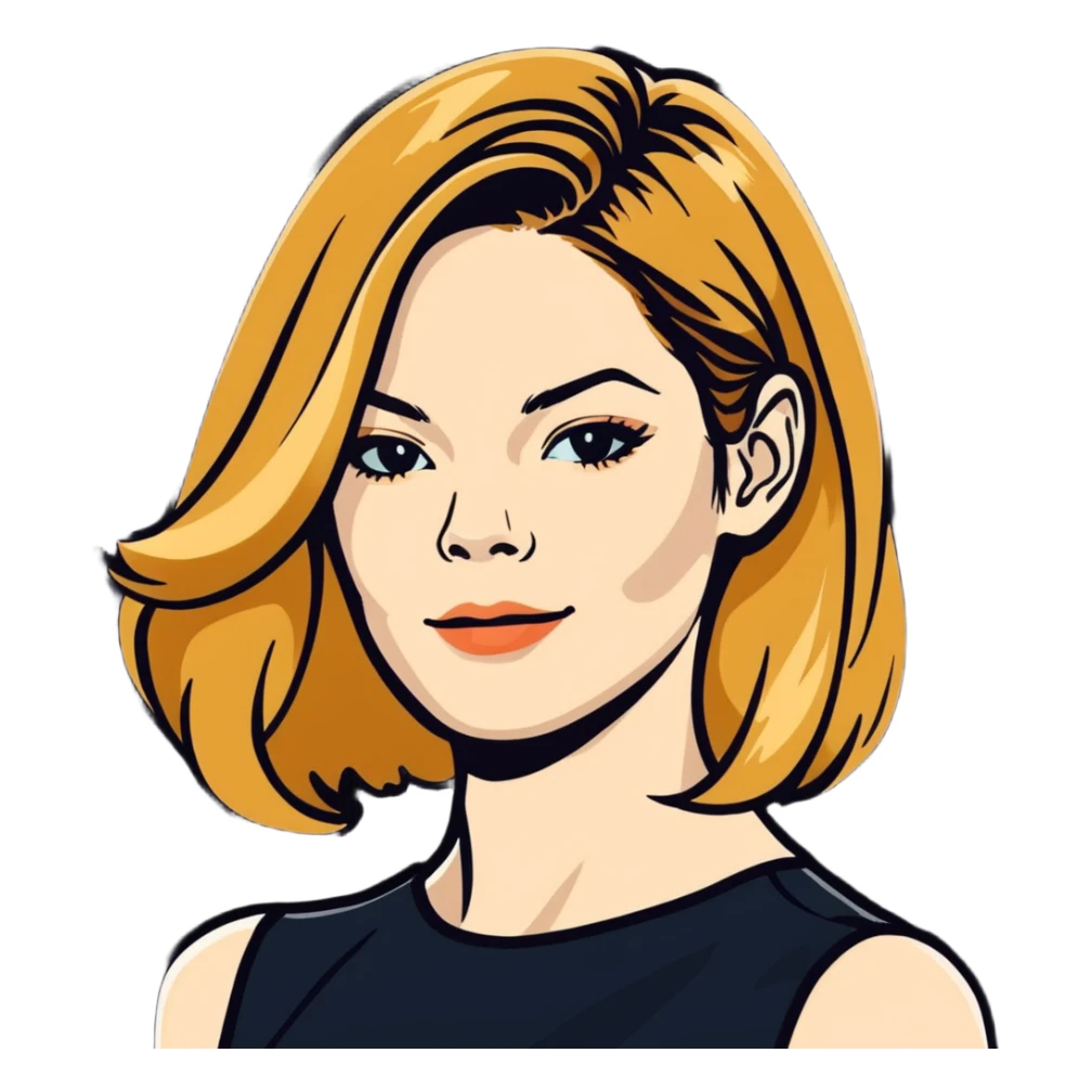 Michelle Monaghan with honey blonde hair, elegant portrait sticker