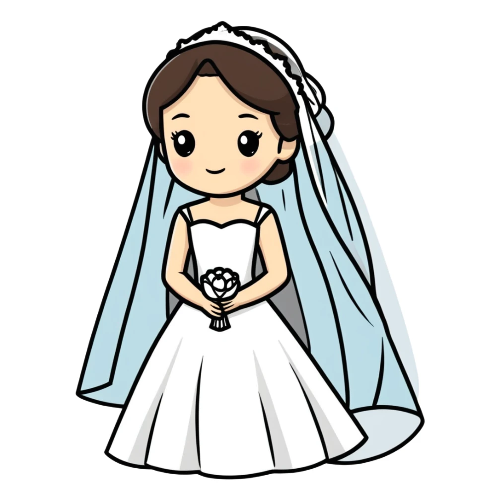 brunette girl in a wedding dress and veil  sticker