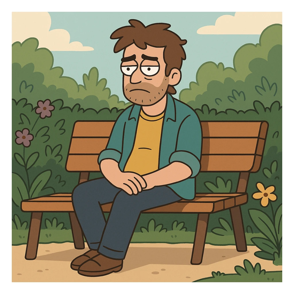 person sitting on a bench in a garden sticker