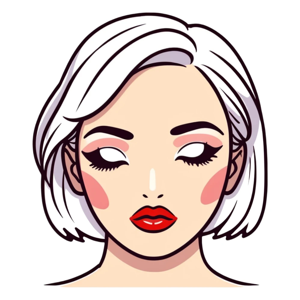 full glossy pouty baddie lips with lip liner sticker