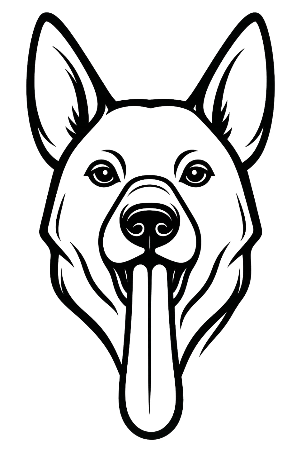Make the dog's tongue much longer, keep the dog detailed vector style, transparent background. sticker