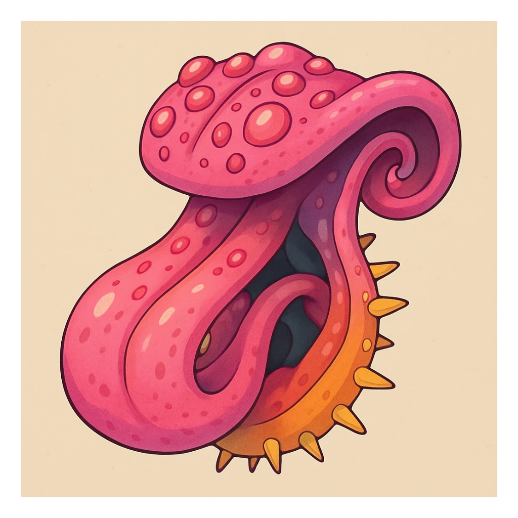 a freaky tongue, surreal and playful, with exaggerated features sticker