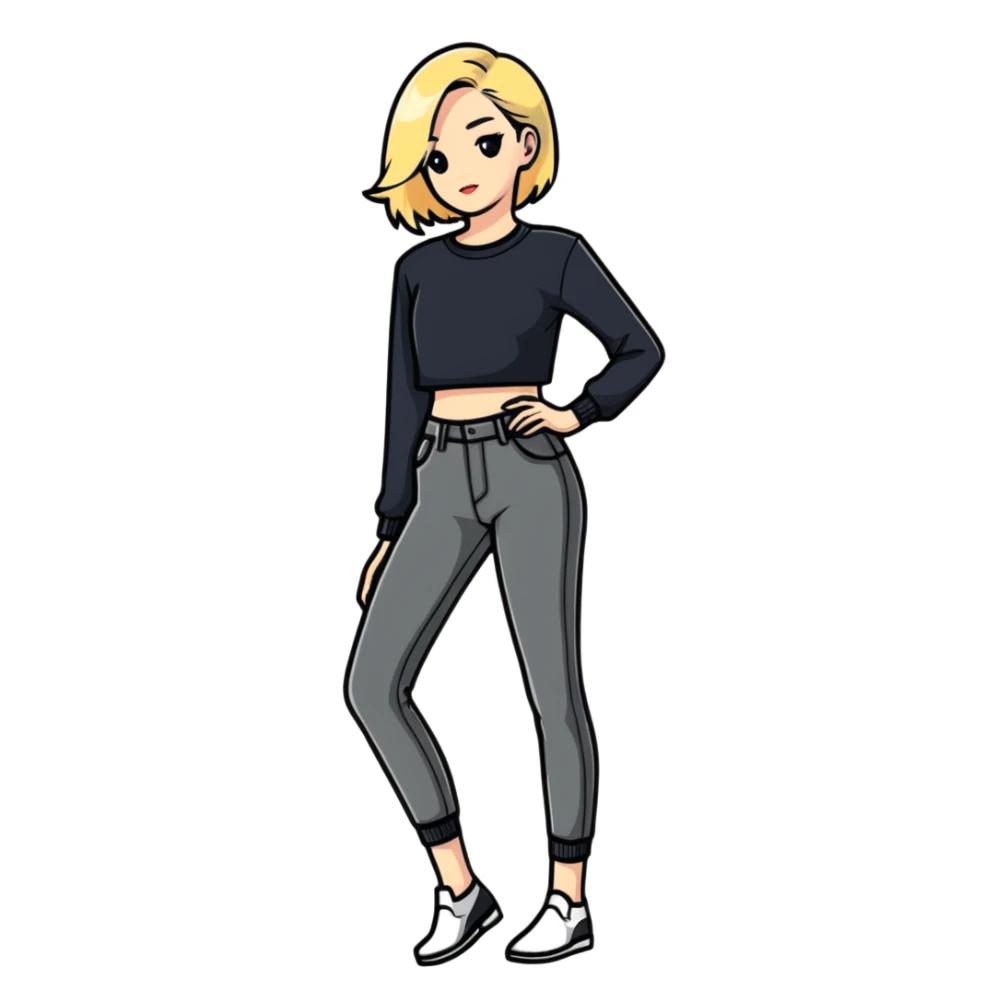 stylish blonde model in a fashionable full body pose sticker