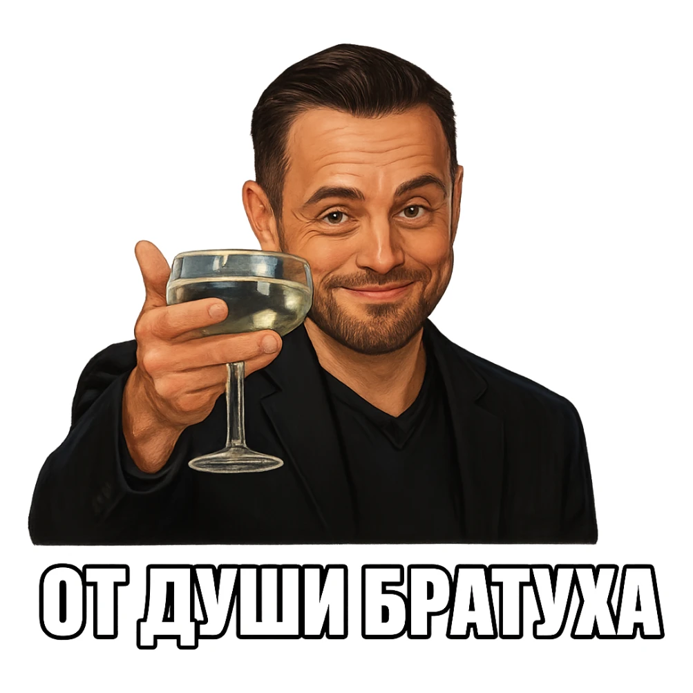 Из герой на фотографии сделай знаменитый мем с Ди Каприо из Великого Гэтсби, слегка рисованный, но при этом реалистичный объемный стиль, прозрачный фон sticker