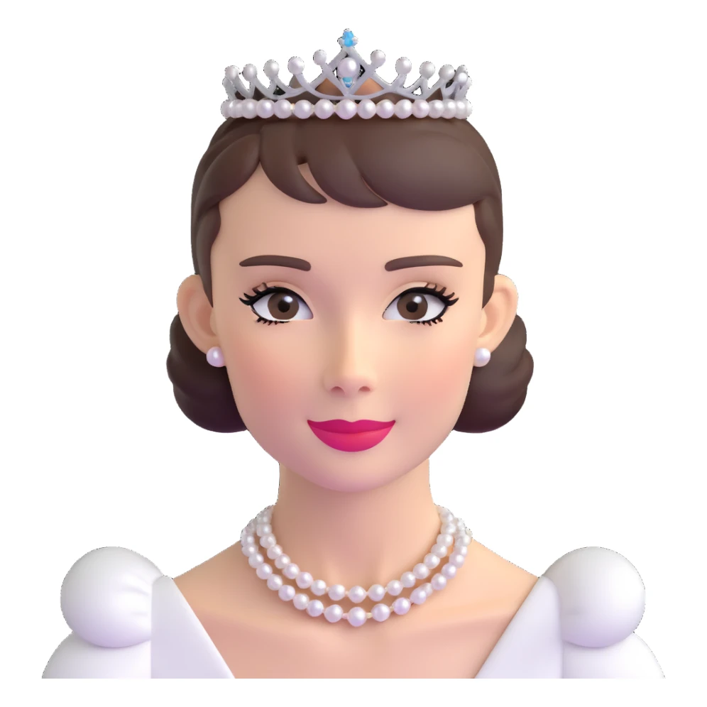 Audrey Hepburn iconic Breakfast at Tiffany's look with tiara and pearls sticker