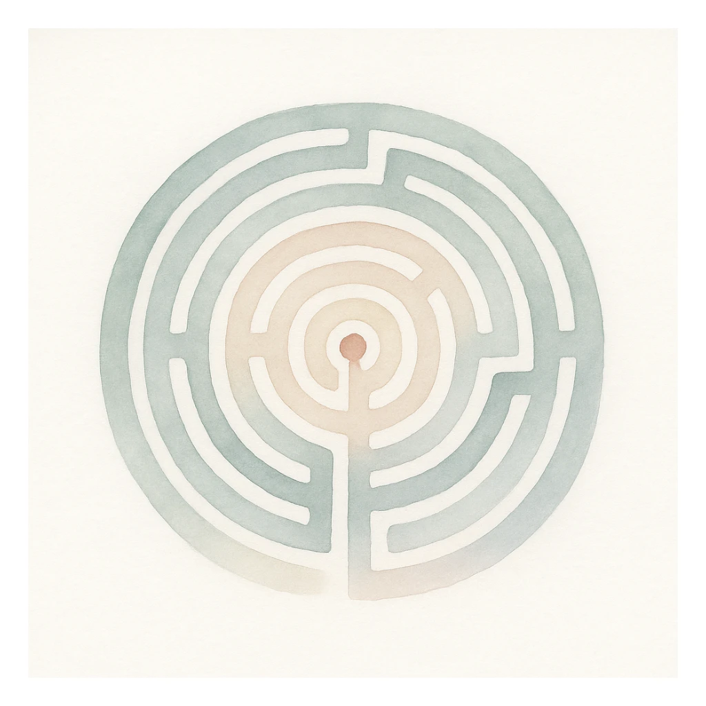 a maze in a watercolor art style, soft and artistic sticker