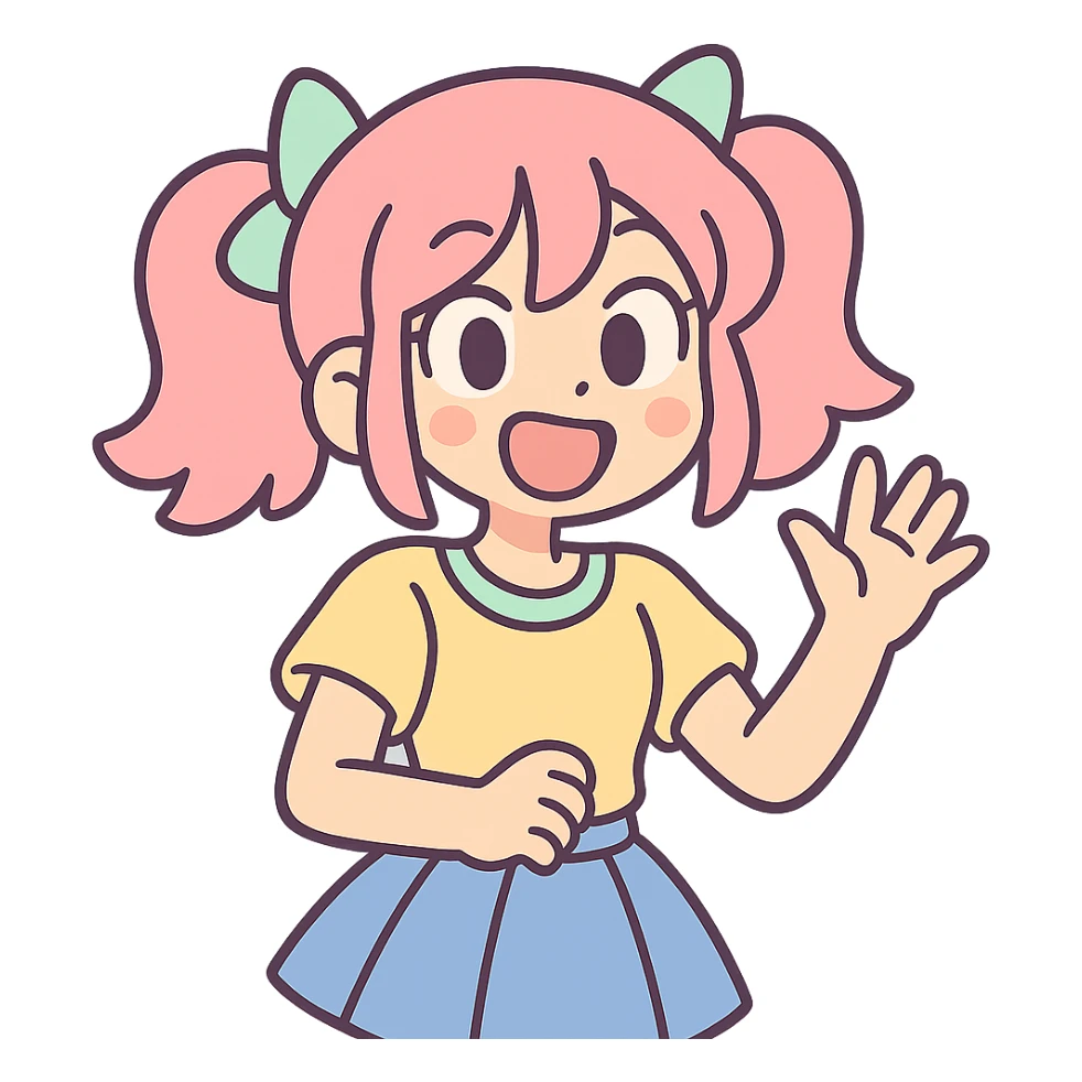 anime girl in pastel toon style sticker