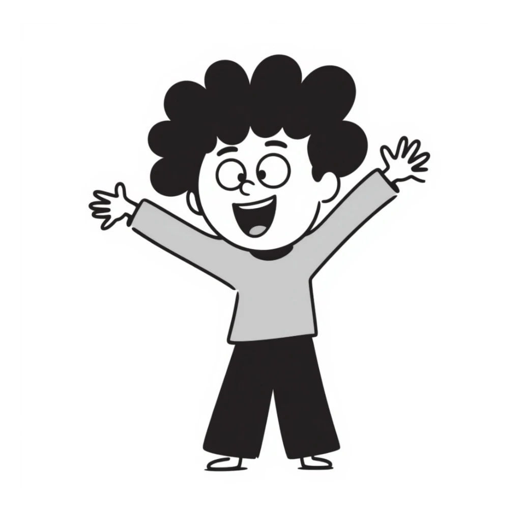 crazy hair black doodle style sticker