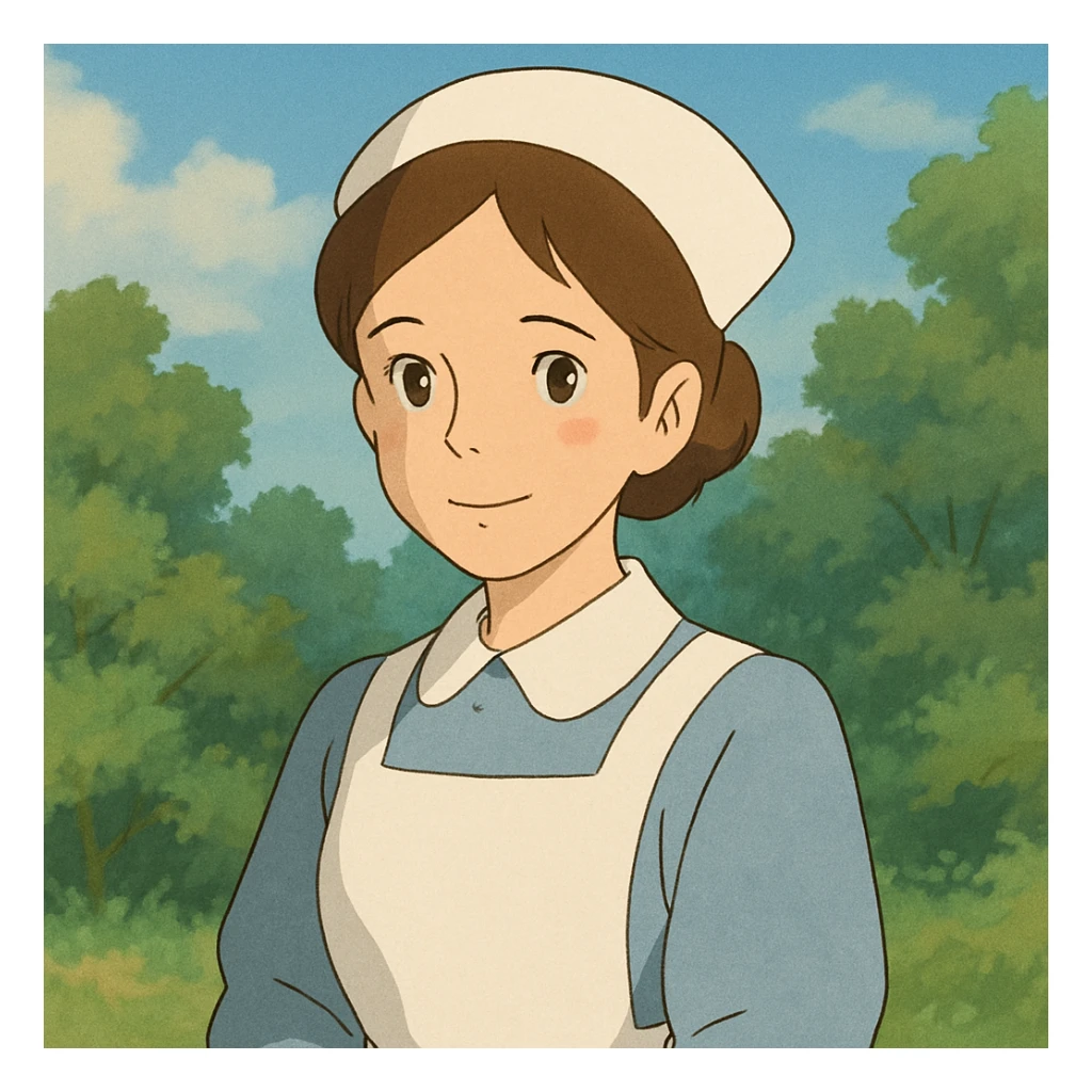 nurse character in ghibli style sticker
