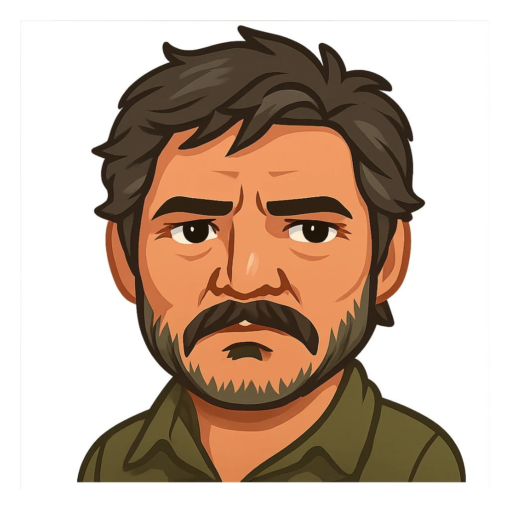 twitter emoji style joel from the last of us portrayed by pedro pascal sticker