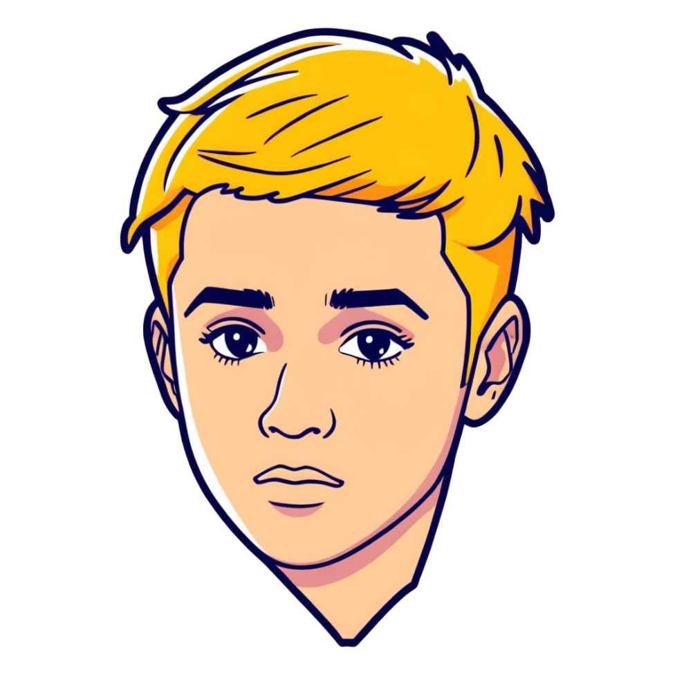2022  Justin bieber,  canadian singer & musician , hyperrealistic, mirco-detailed, colorful, flat layout, sticker design
 Must be 8k hd, 8000x8000px resolution. Must use very thin transparent smooth lines sticker