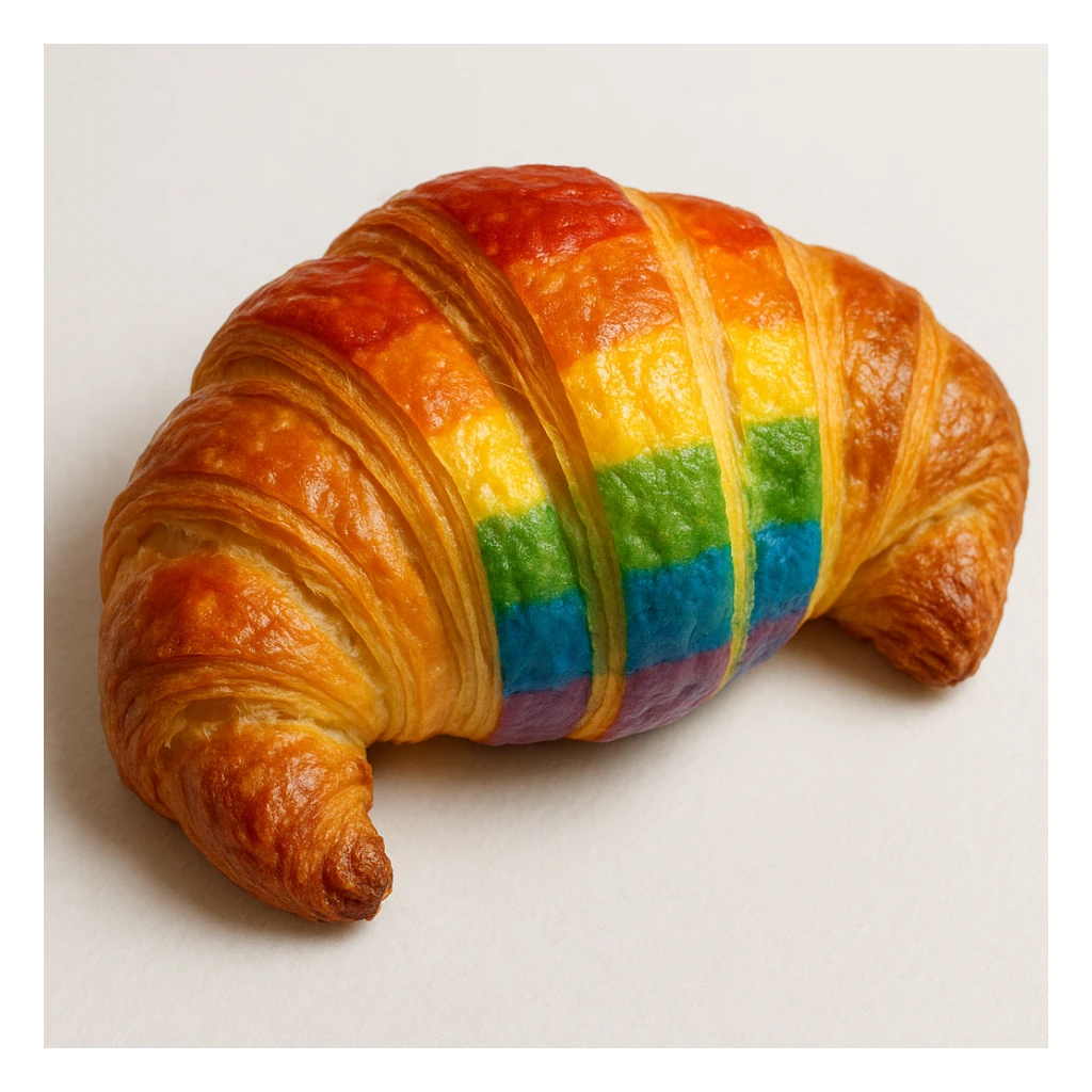 realistic croissant with rainbow pride colors sticker