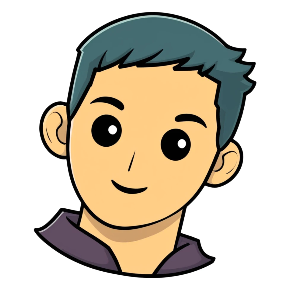 a man's face in his late 20s, cartoonish sticker style sticker