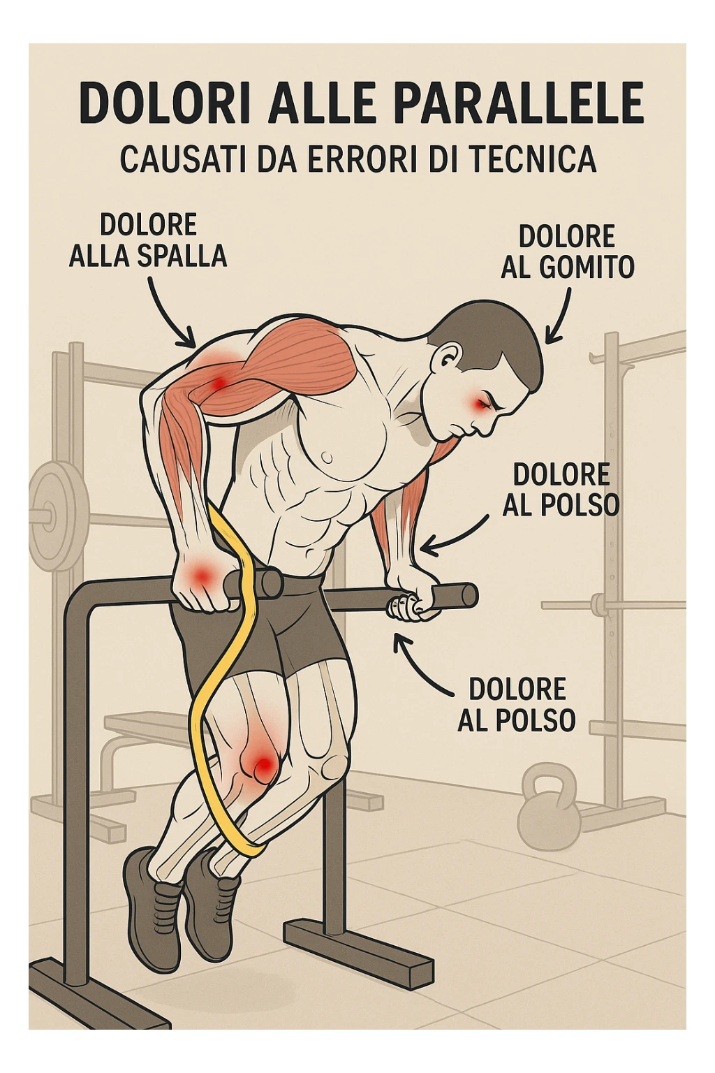 Dolore nel dip per errori di tecnica, facciamo capire bene i dolori in italiano sticker