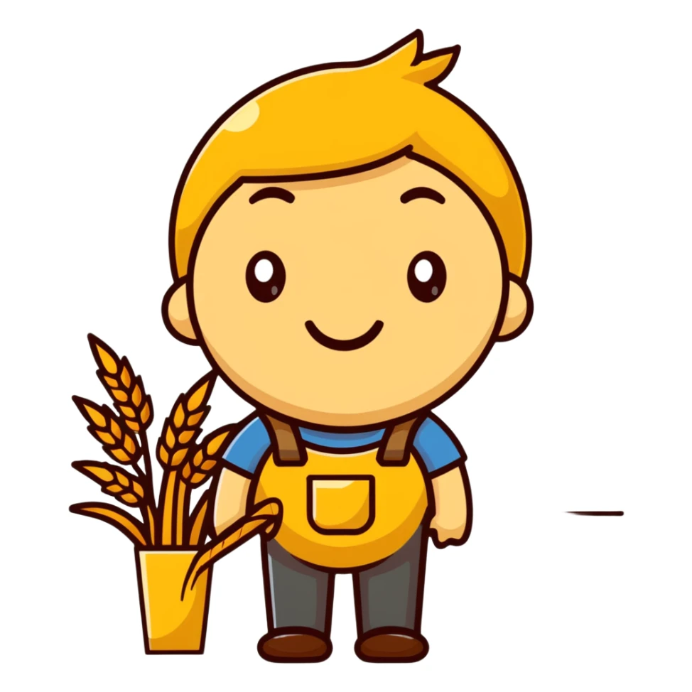 rural person with wheat straw in mouth sticker