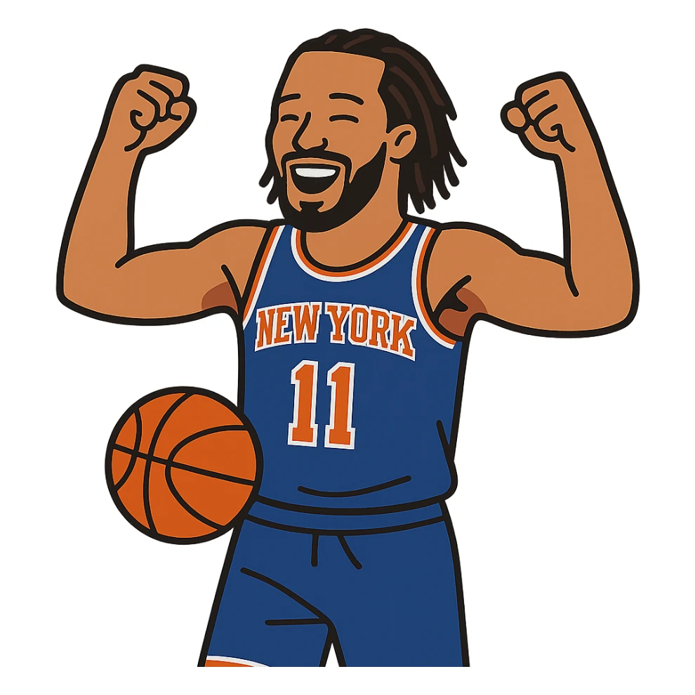 flat toon style Jalen Brunson basketball celebration sticker