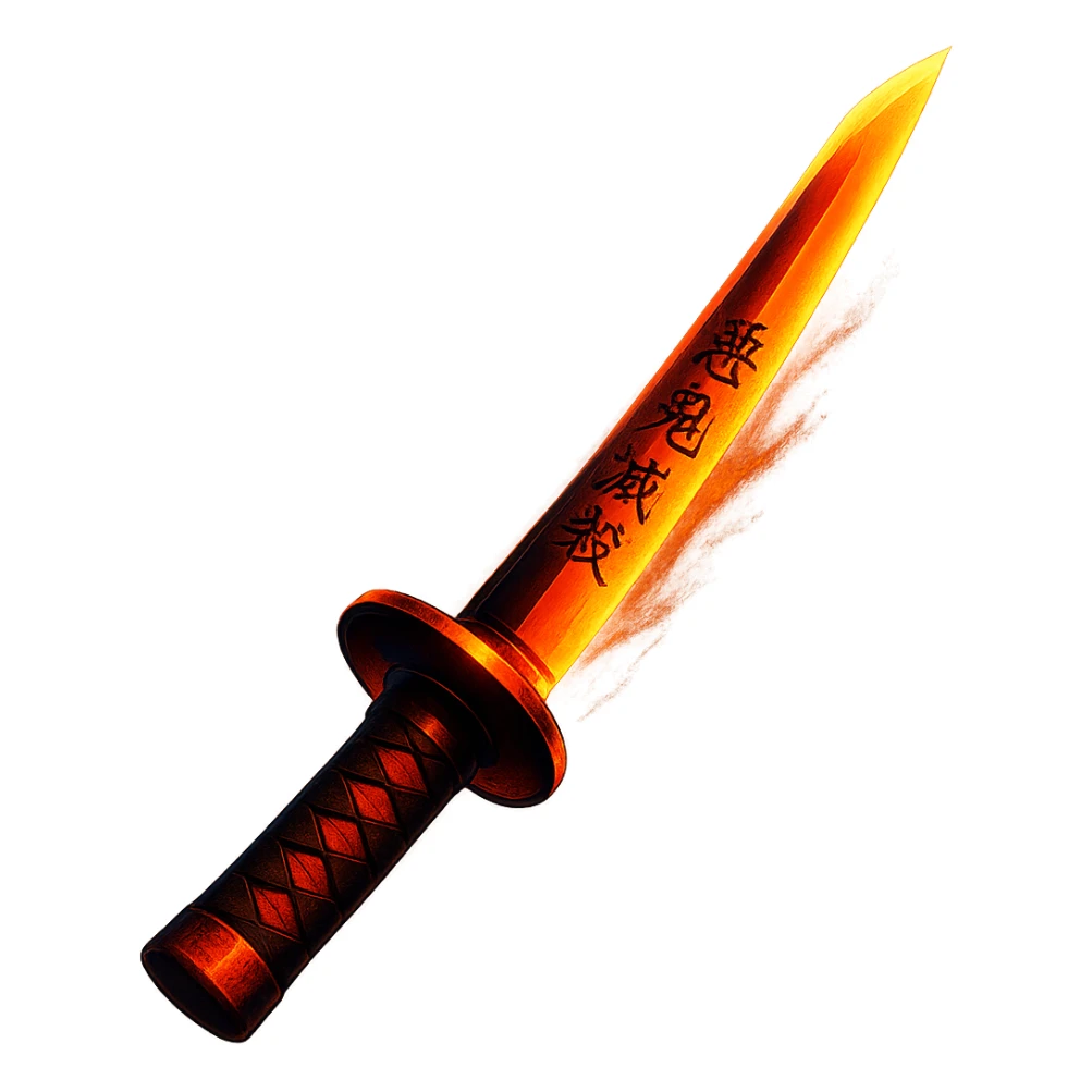 Nichirin blade from Demon Slayer anime, stylized with dramatic lighting, vibrant colors sticker