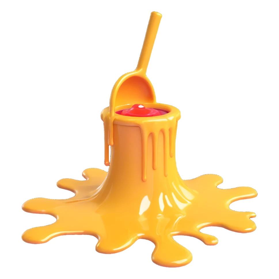 mop cleaning a shiny syrup spill, shiny syrup spill sticker