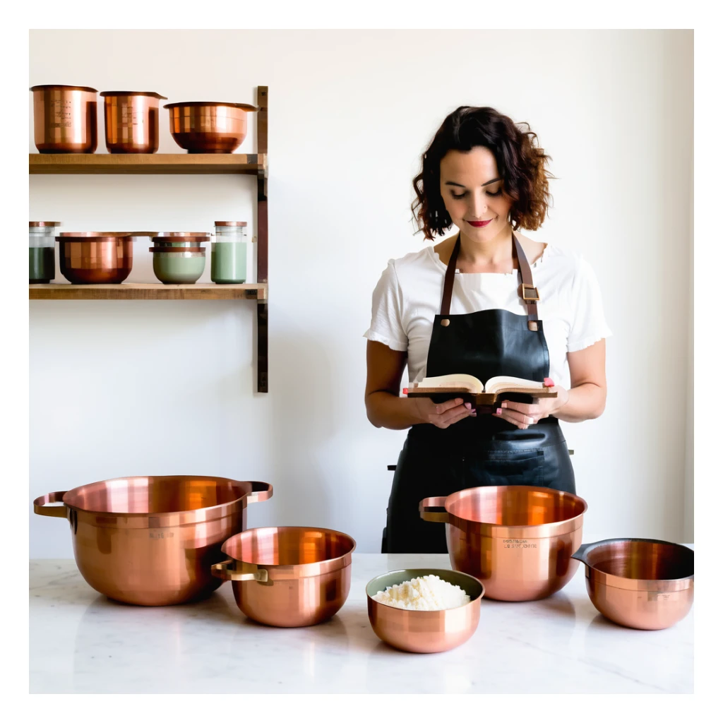 Ein erfahrener Bäcker mit kupfernen Rührschüsseln, emaillierten Messbechern und einem vintage Rezeptbuch aus Leder. Die UI-Elemente imitieren Papier, Leder und Metall – Buttons wirken wie gestanzte Knöpfe, Tabs wie Registerkarten.



 sticker