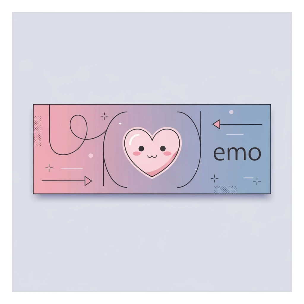 pastel emo banner with a heart accent, cute, expressive, minimal, variation 3 sticker
