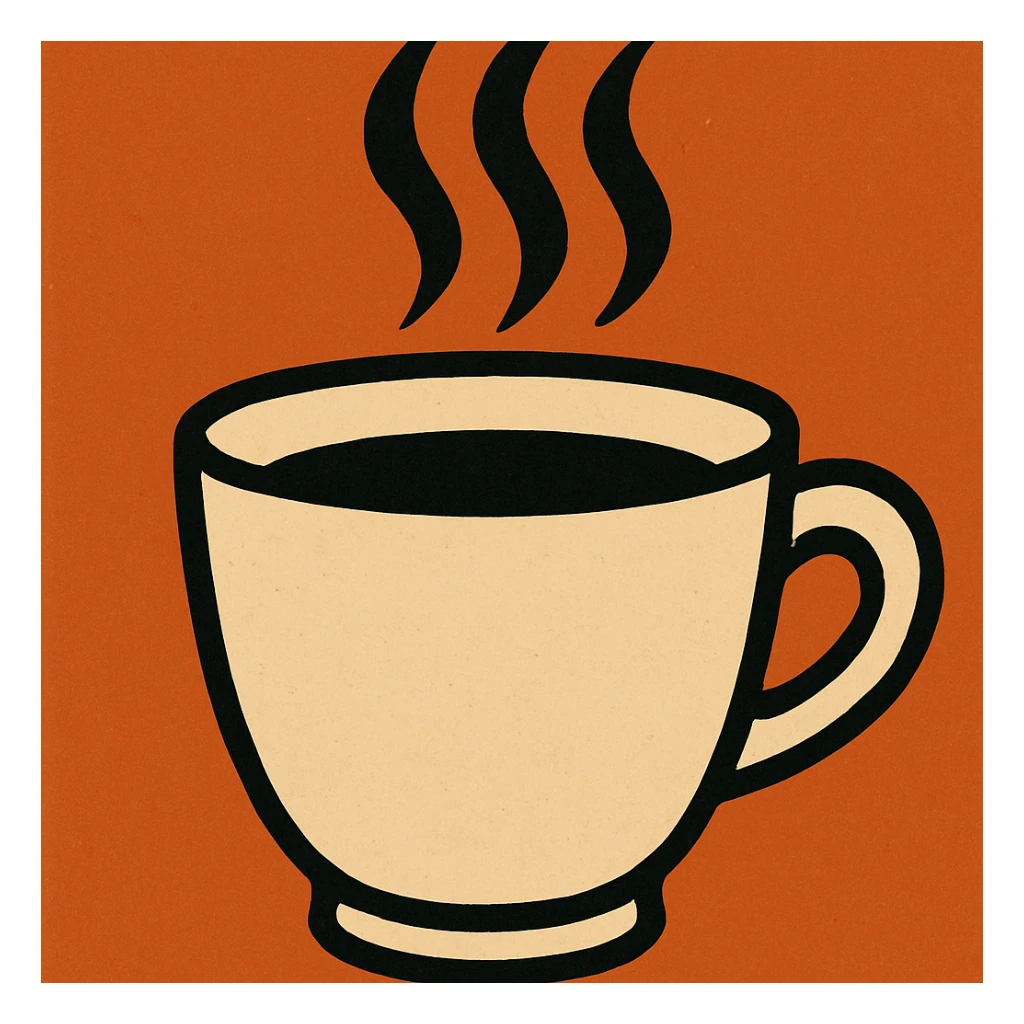 a steaming cup of coffee sticker