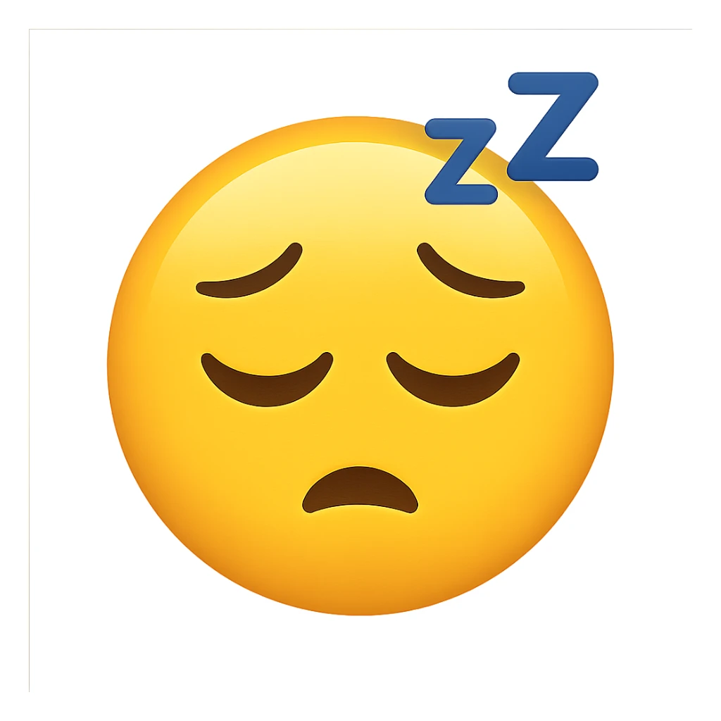 sleepy face emoji, digital illustration, no background sticker