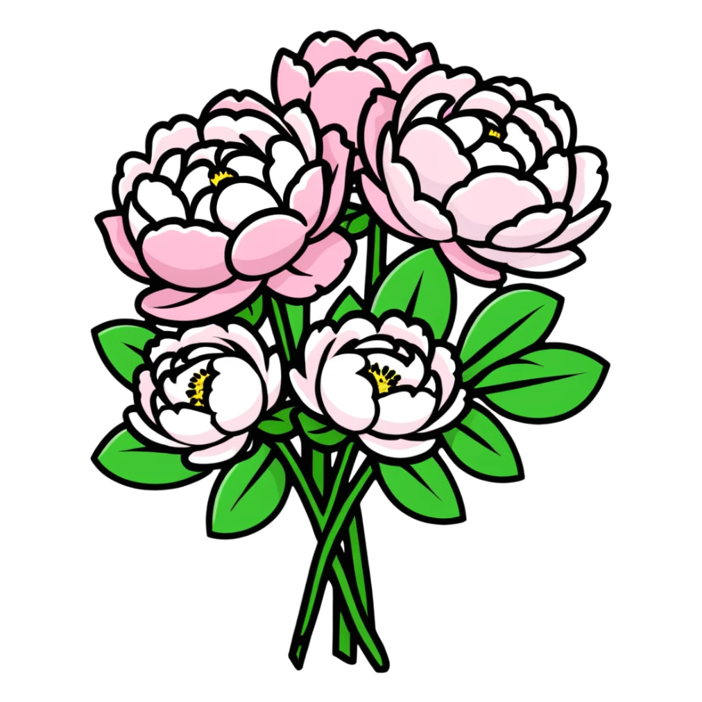 A peony flower bouquet with pink and white flowers sticker