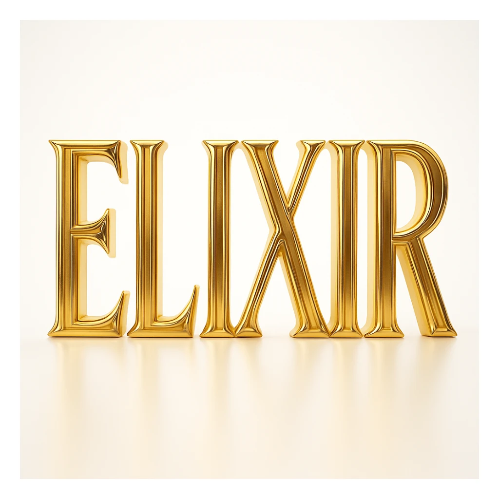 type "ELIXIR" but in front view, FINE LINES, beige  sticker