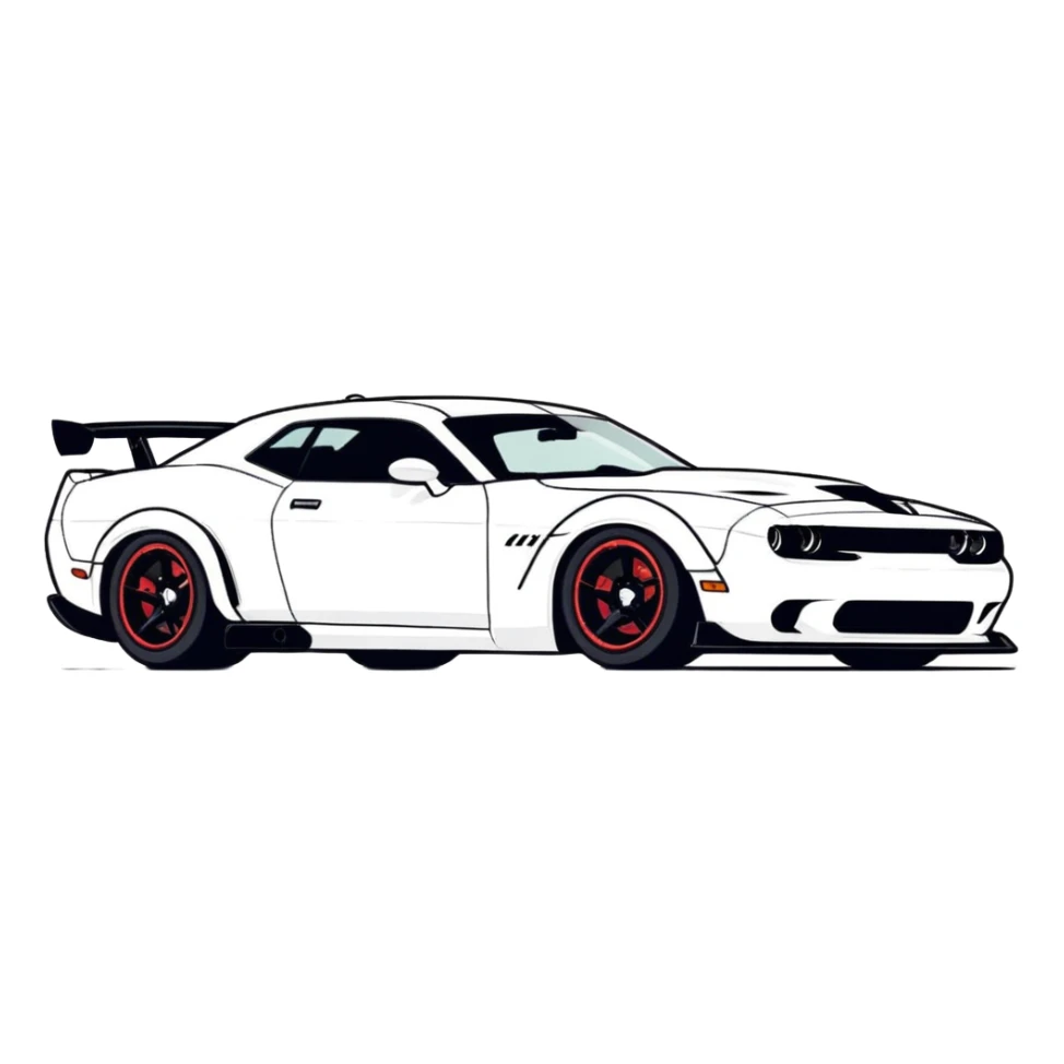 A cool and fast car with a hellcat logo that’s white sticker