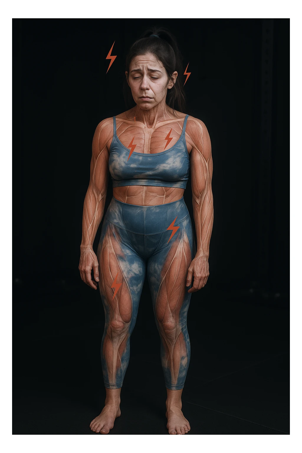 donna con stanchezza cronica frequenti in 3D realistica, donna stanca immagine anatomica sticker