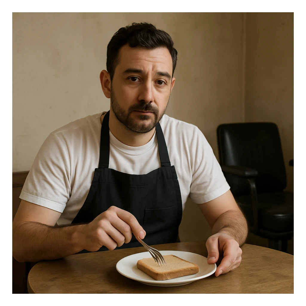 sartarosh xonada shunchaki tarelka v vilka ushlab utirsin tarelkada esa faqat non bulsin kayfiyati xam urtacha bulsin xursan bob ketmasin sticker