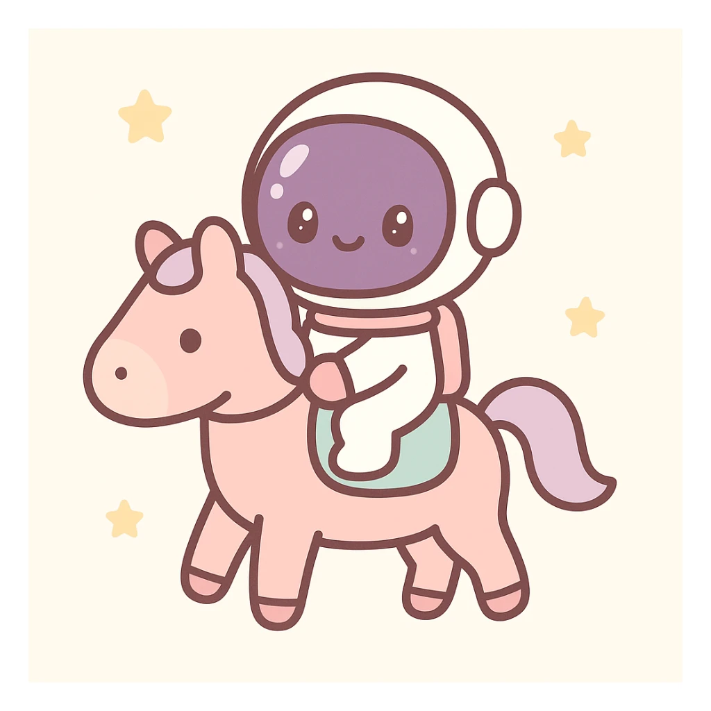 astronaut on horseback with stars in background sticker
