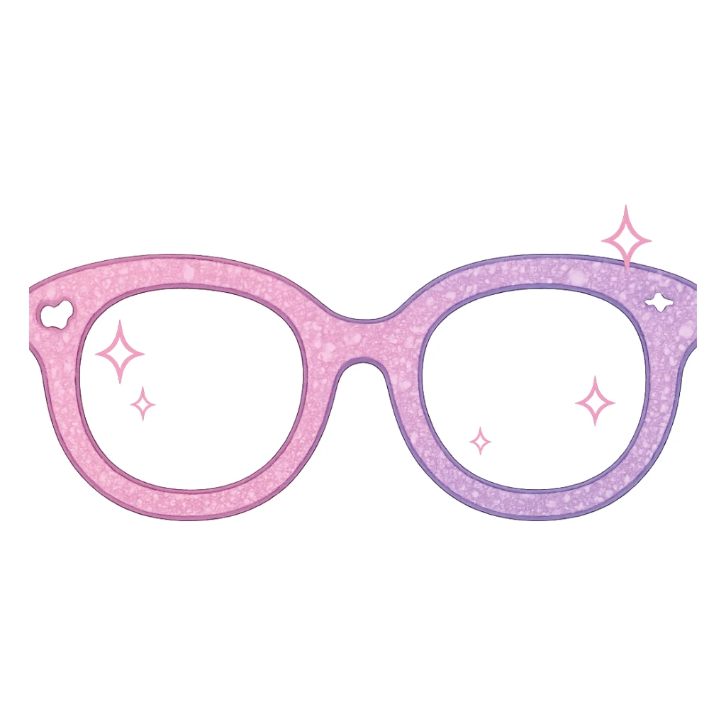 girly sparkling cute glasses, no background sticker