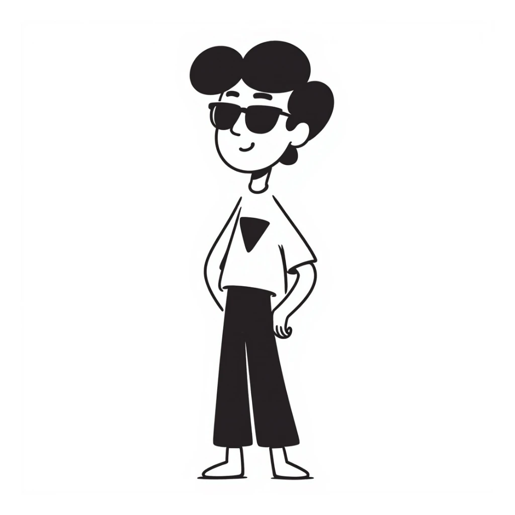 cool guy meme with sunglasses, relaxed pose, hand drawn doodle style, casual and humorous sticker