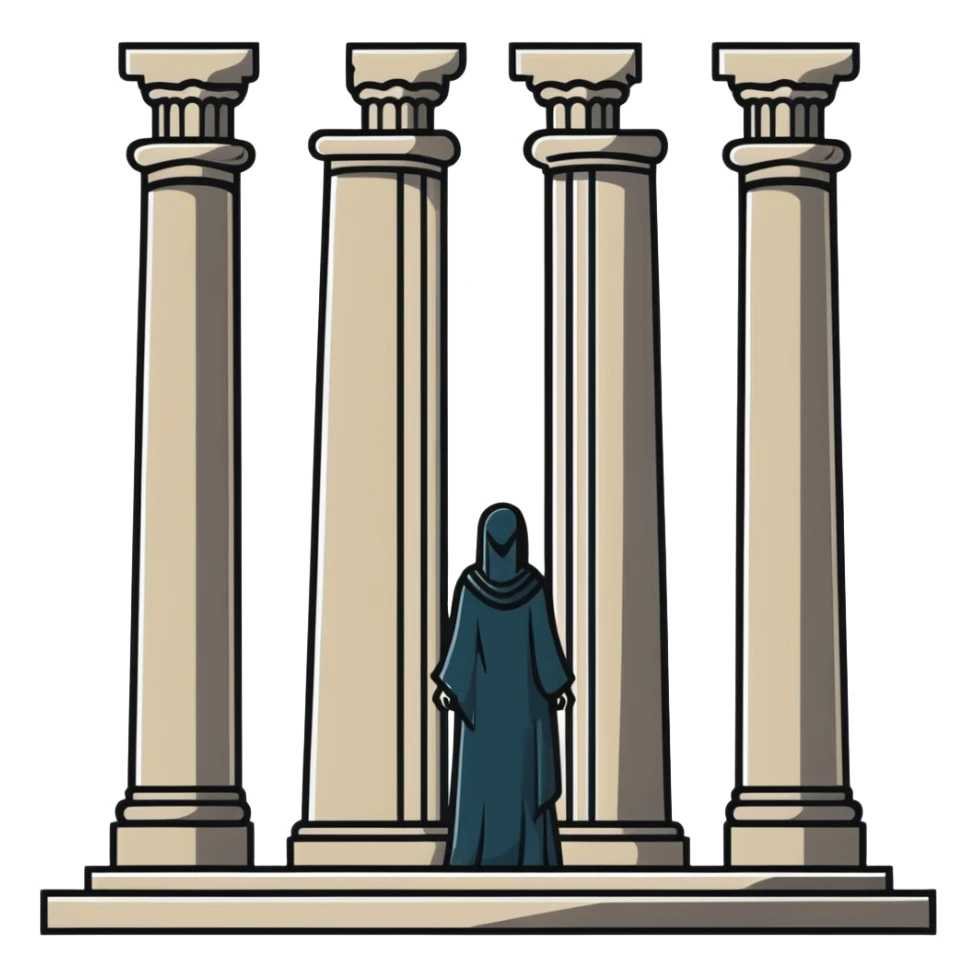 High Priestess tarot card with mysterious woman between two pillars sticker