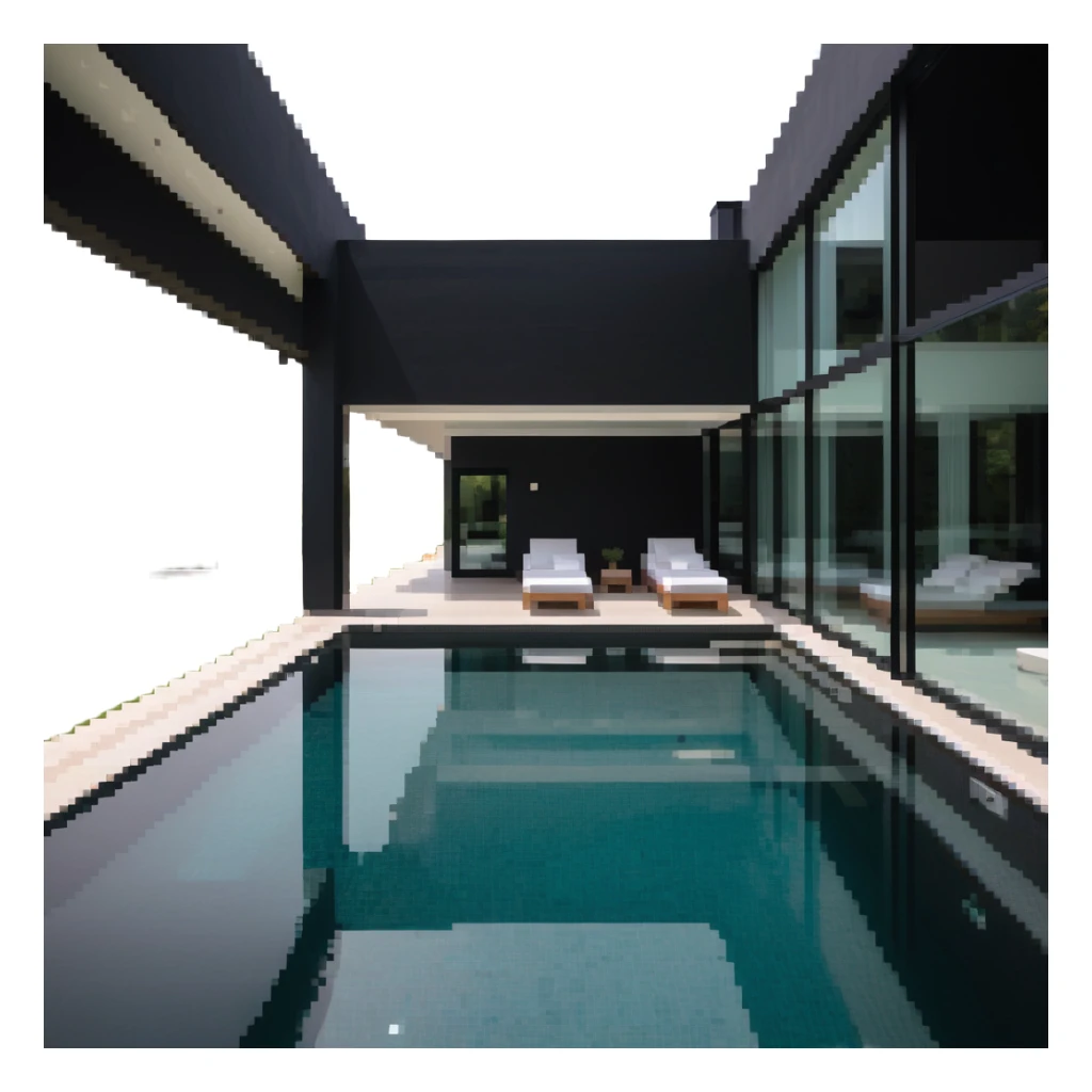 luxury villa with indoor pool, contemporary design sticker